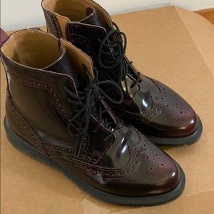 Dr Martens delphine 6 eyes brogue boots cherry red